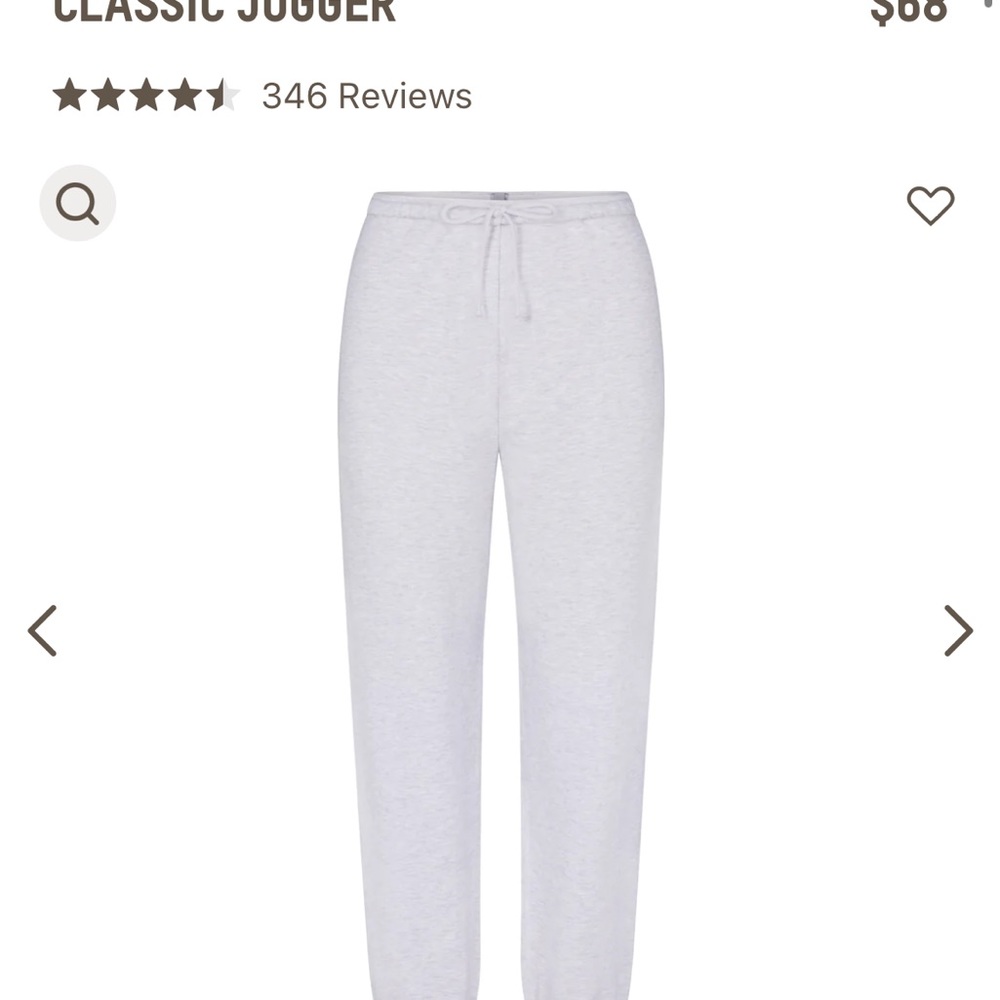 NWT - Skims classic jogger, cotton fleece, light Heather grey. Size XS.